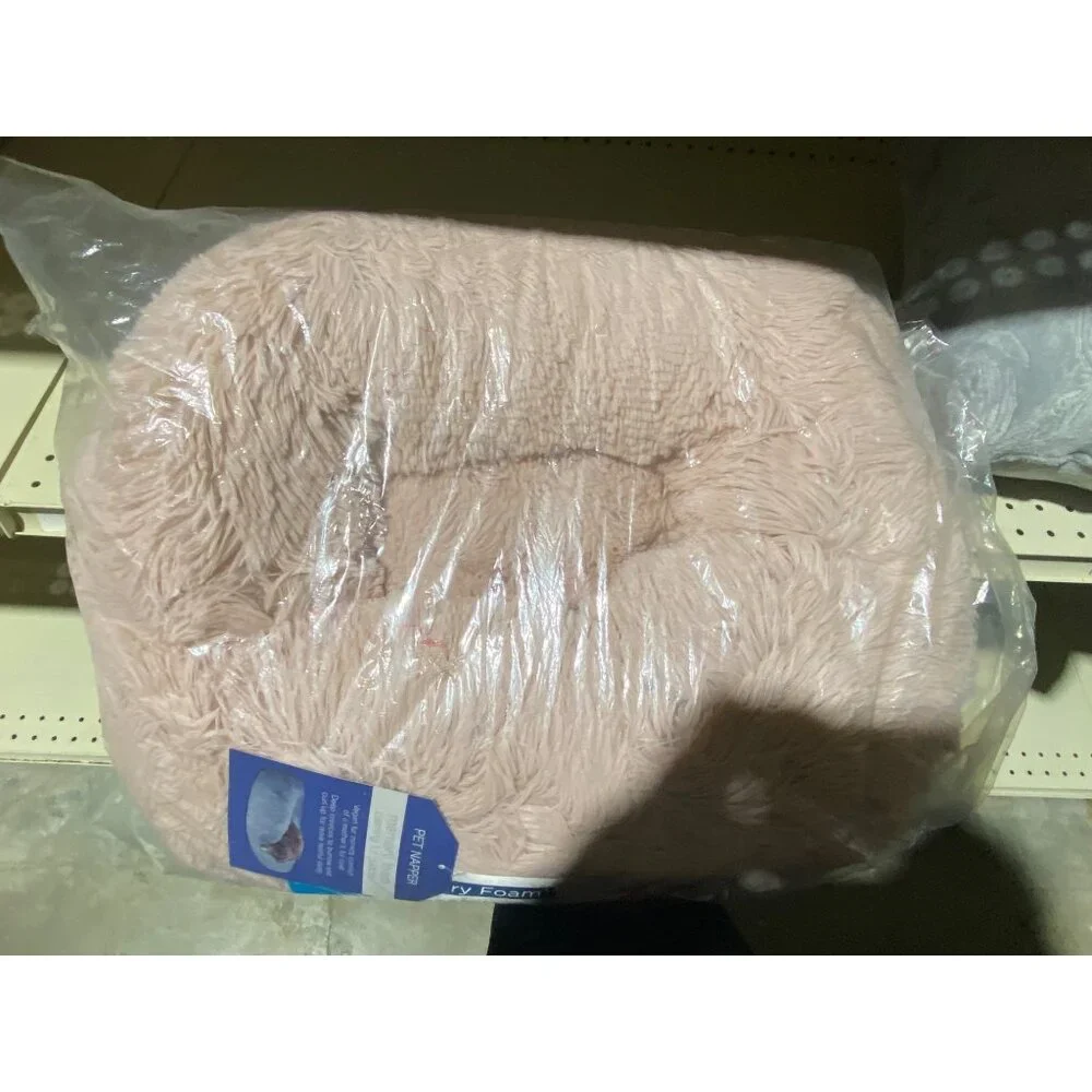 Pet Napper Donut Fluffy Relaxing Comfortable Dog Bed Blush Size S NEW
